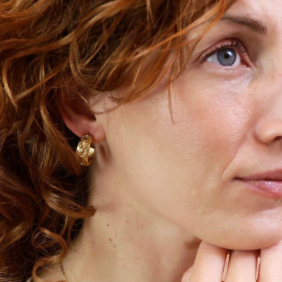 Waterproof Gold Plated Star & Moon Huggie Hoops