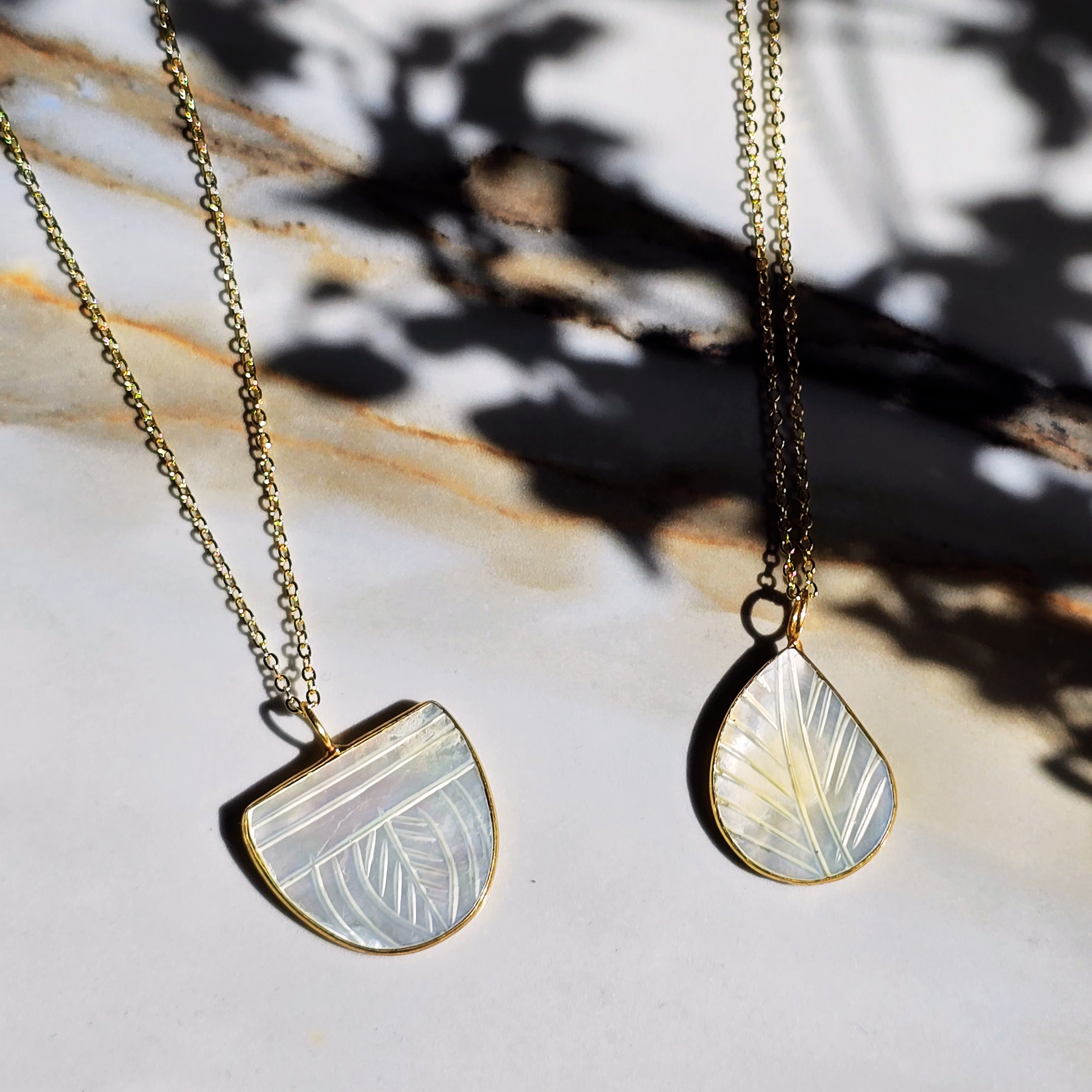 MOOCH London - Carved Mother of Pearl Pendant Necklace