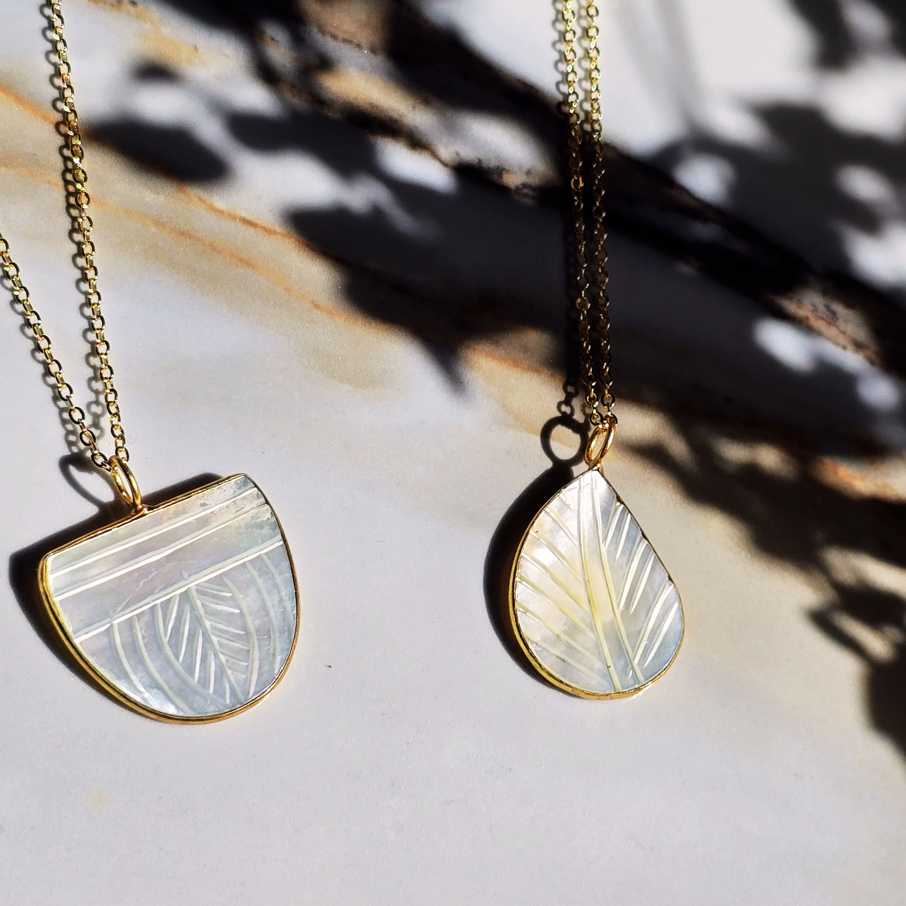 MOOCH London - Carved Mother of Pearl Pendant Necklace