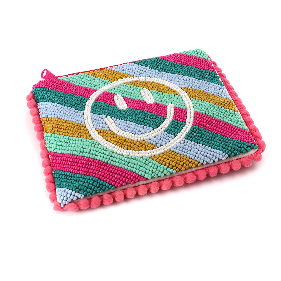 Happy Face Beaded Holiday Purse
