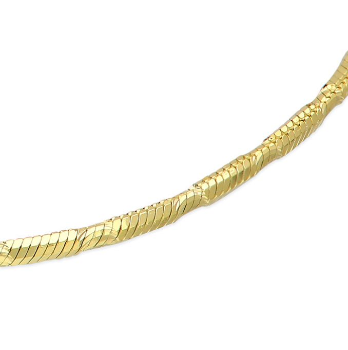 Diamond Cut Round Snake Chain Sterling Silver Bracelet - Gold Plated