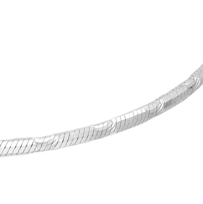 Diamond Cut Round Snake Chain Sterling Silver Bracelet