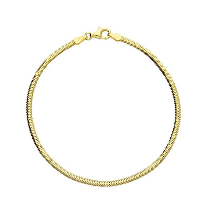 Flat Oval Snake Chain Sterling Silver Bracelet - Gold Plated