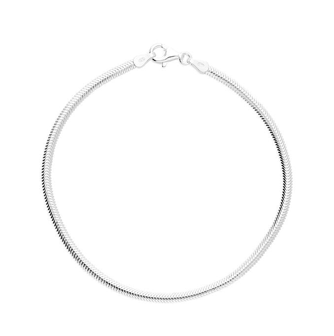 Flat Oval Snake Chain Sterling Silver Bracelet