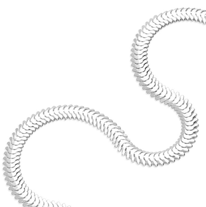 Flat Oval Snake Chain Sterling Silver Bracelet