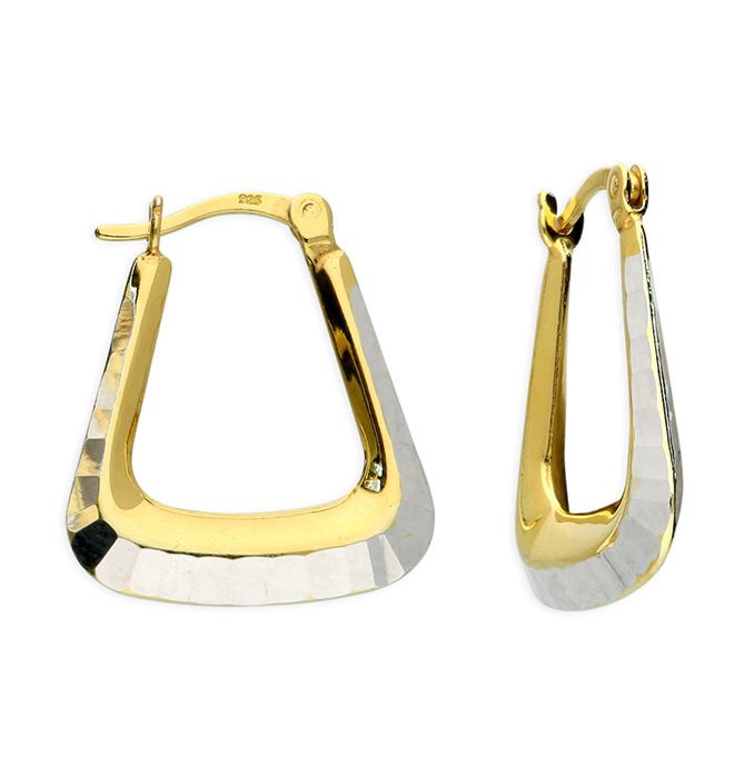 Sterling Silver Two Tone Shopper Hoop Earring