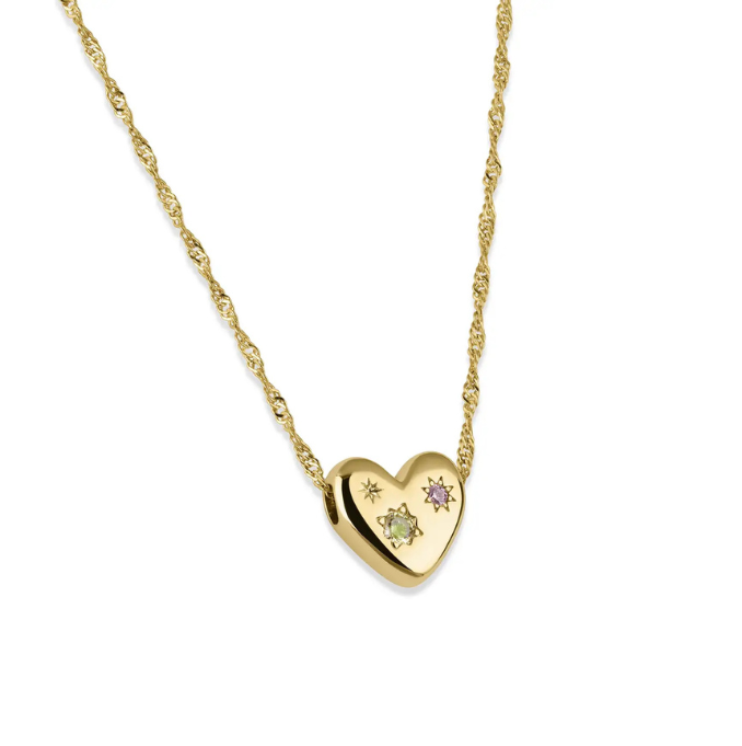 Chunky Floating Heart Necklace - Gold