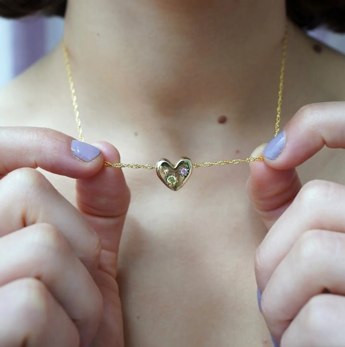 Chunky Floating Heart Necklace - Silver