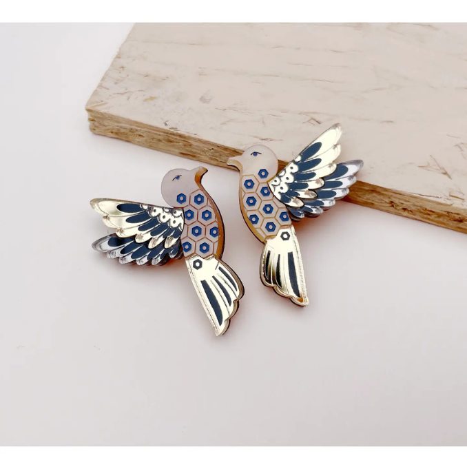 Rosa Pietsch - Hummingbird Stud Earrings - Gold/Caramel