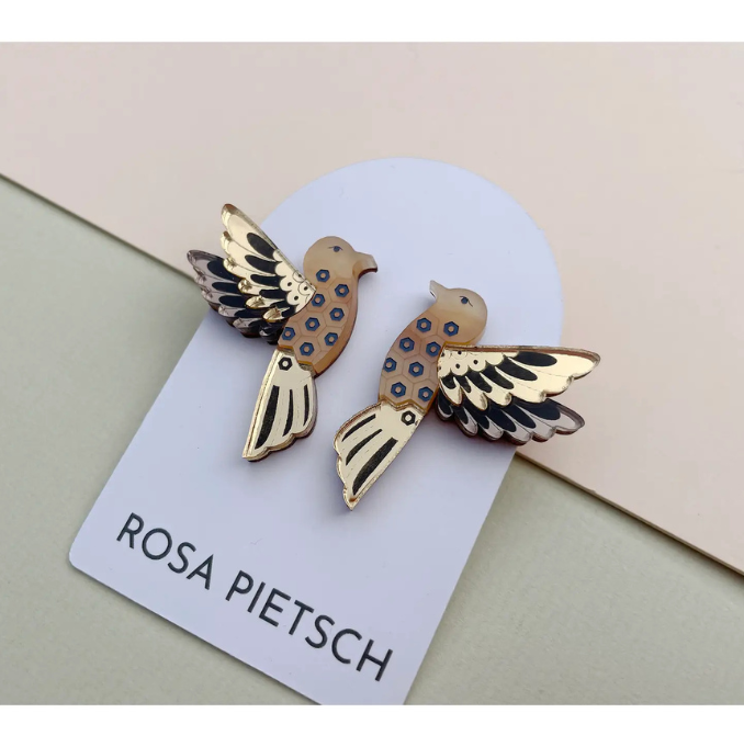 Rosa Pietsch - Hummingbird Stud Earrings - Gold/Caramel