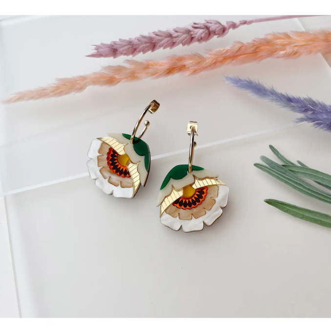 Rosa Pietsch - Isobel Floral Hoop Earrings in Caramel