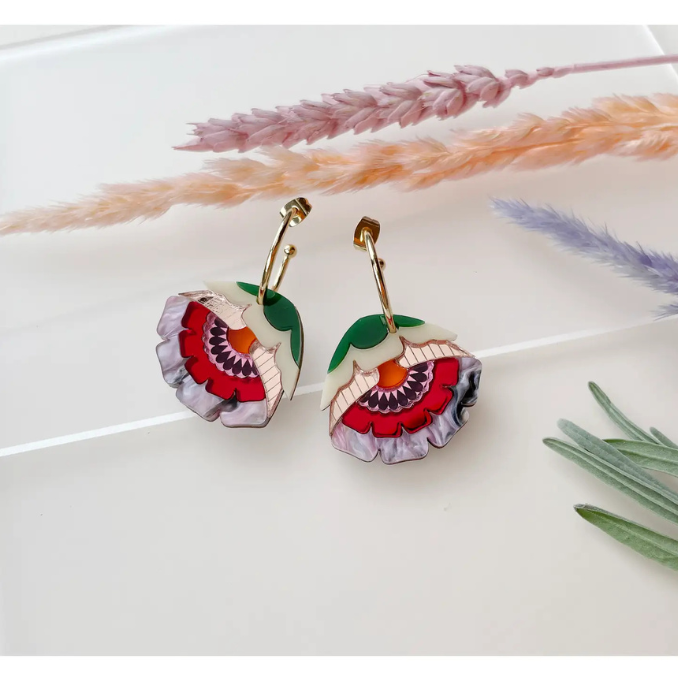 Rosa Pietsch - Isobel Floral Hoop Earrings in Sunset