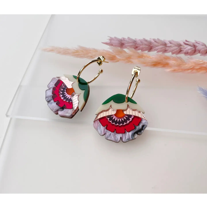Rosa Pietsch - Isobel Floral Hoop Earrings in Sunset