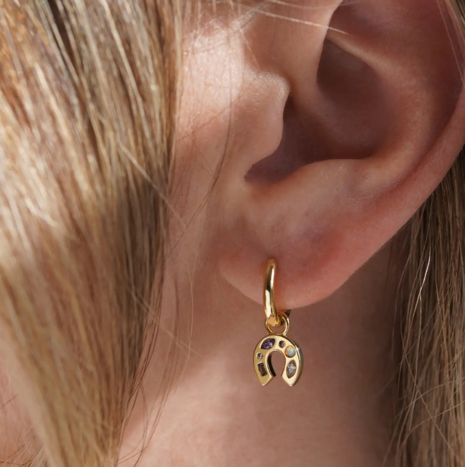 Mini Lucky Charm Hoop Earrings - Gold