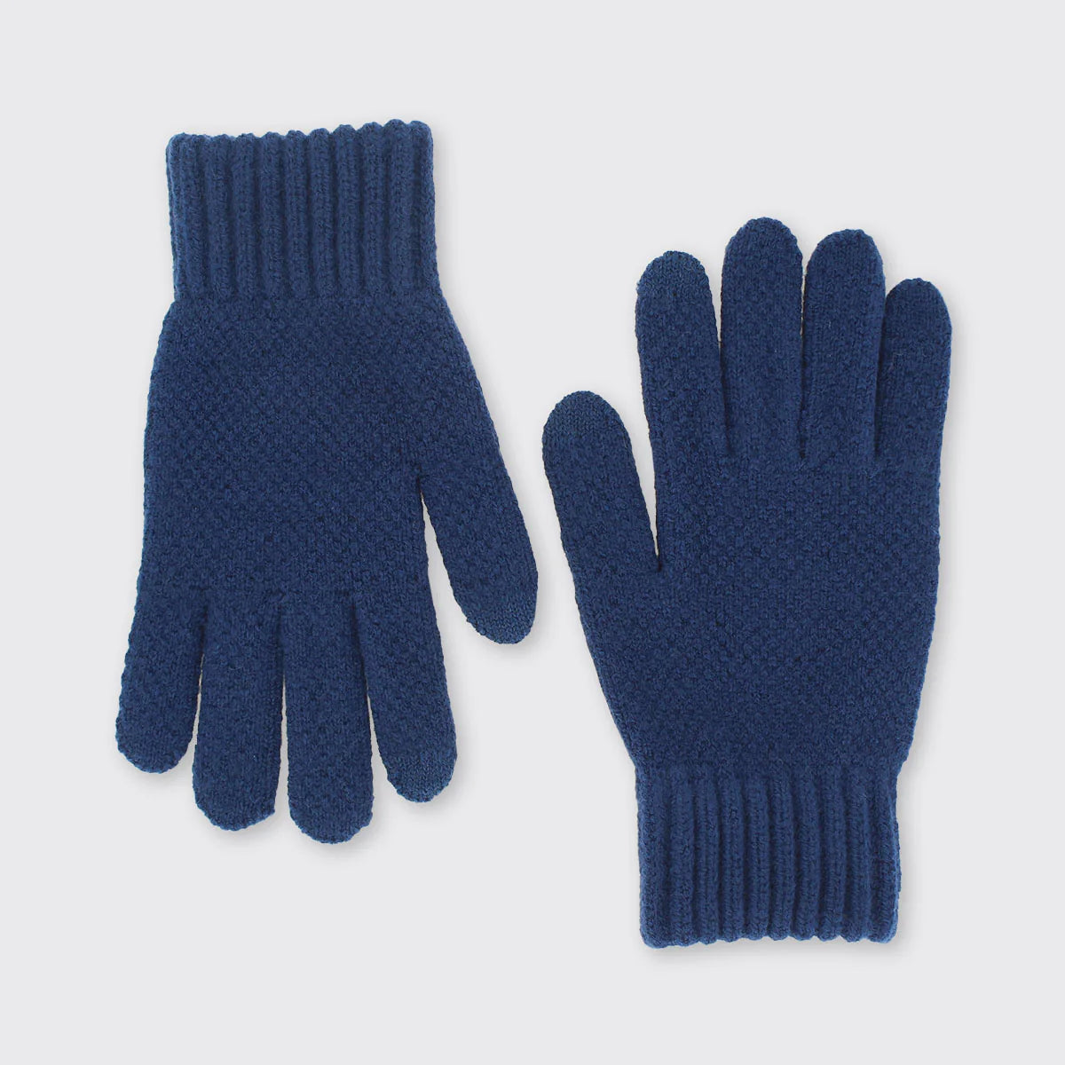 Mens Knitted Gloves - Blue