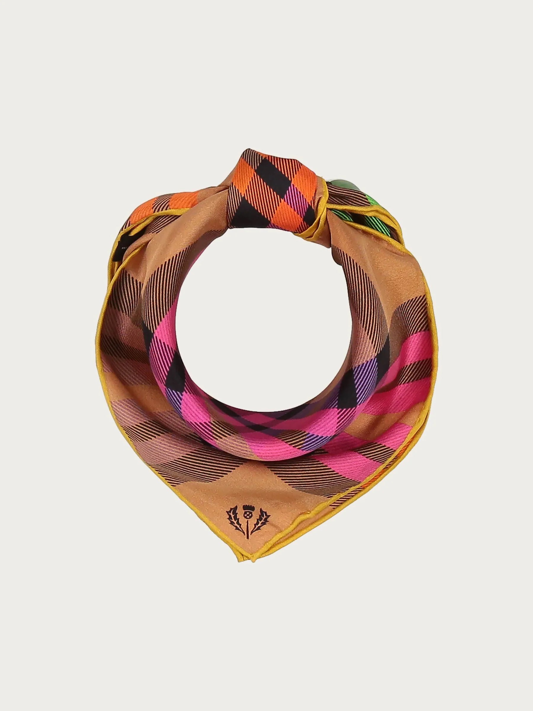 FRAAS - 100% Silk Scarf Square - Plaid Rabbit