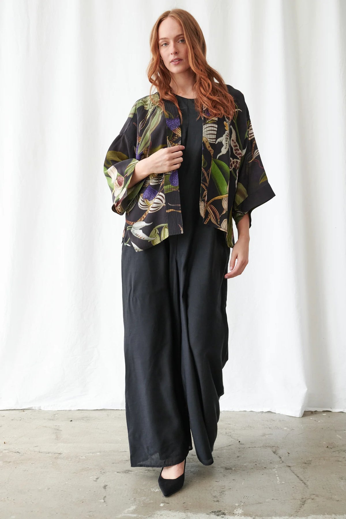Kimono -  Orchid Black Crepe
