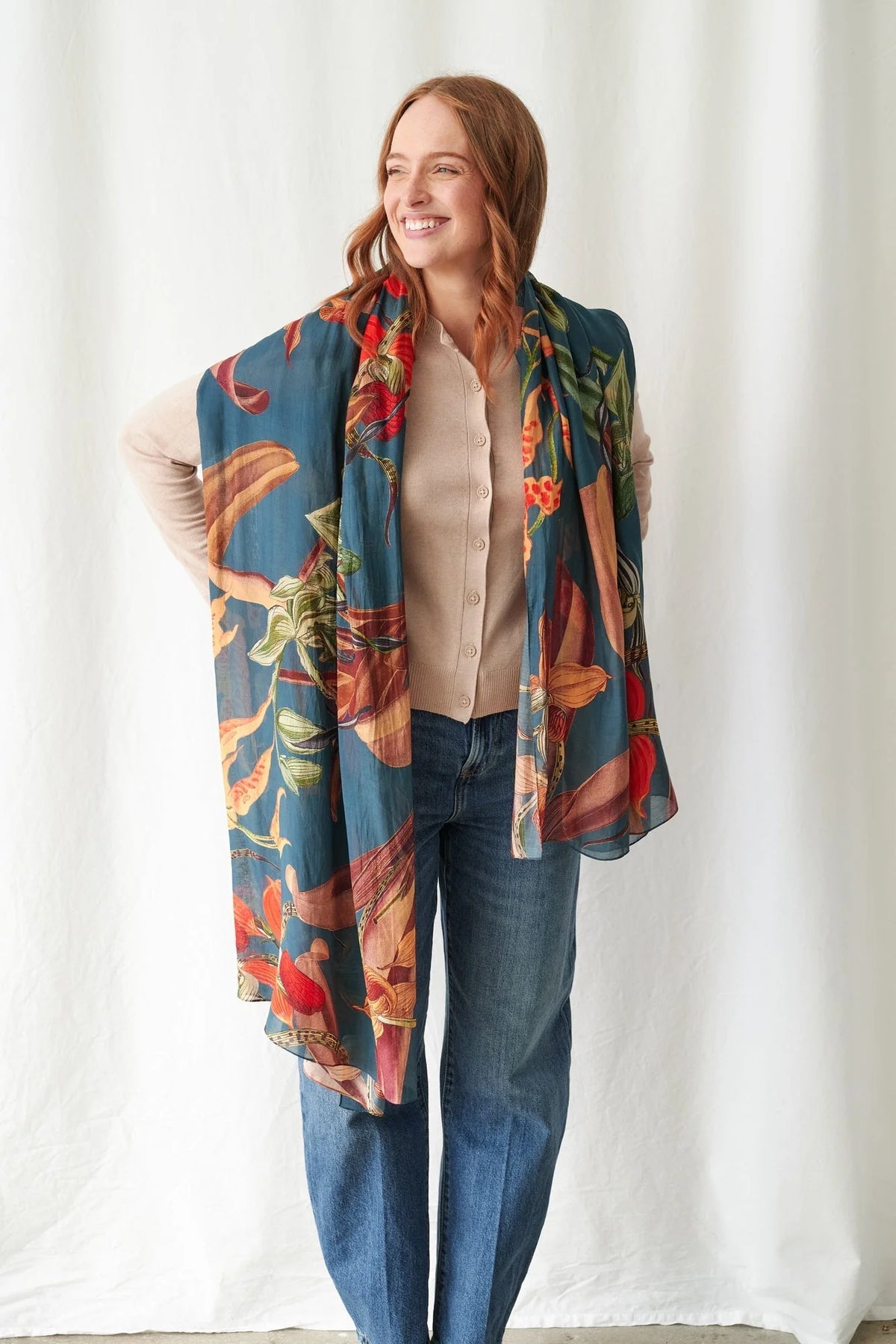 Orchid Teal Scarf