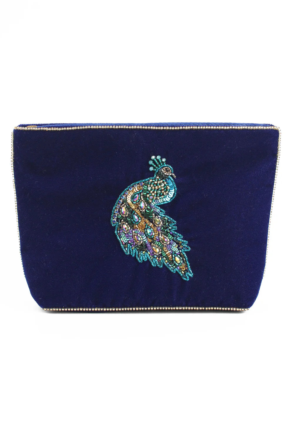 Velvet Blue Peacock - Medium Pouch