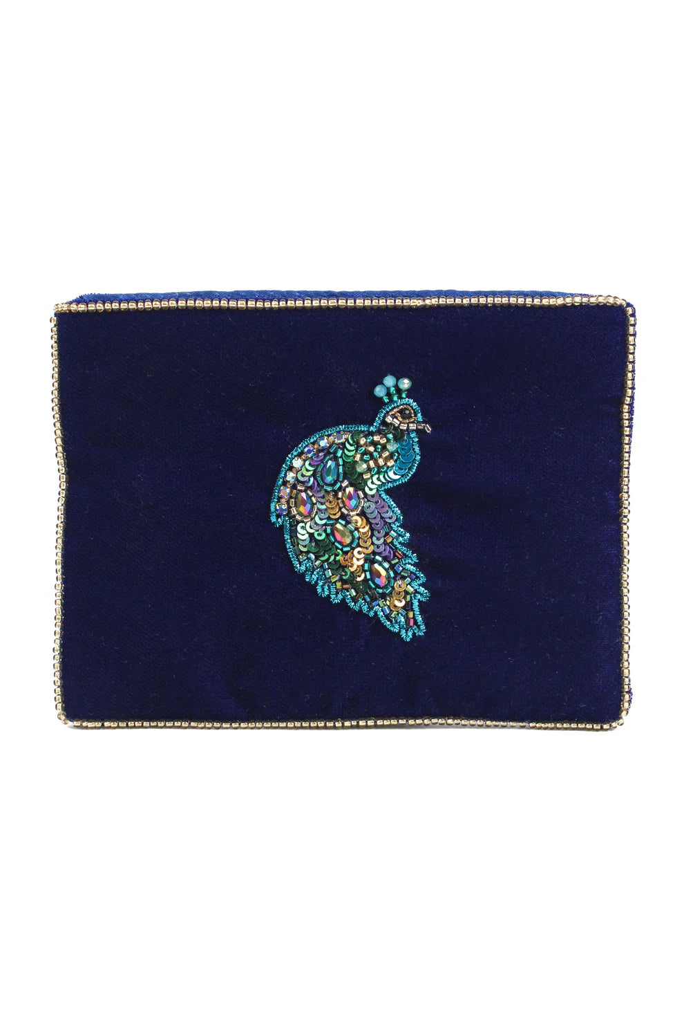 Velvet Blue Peacock - Small Pouch