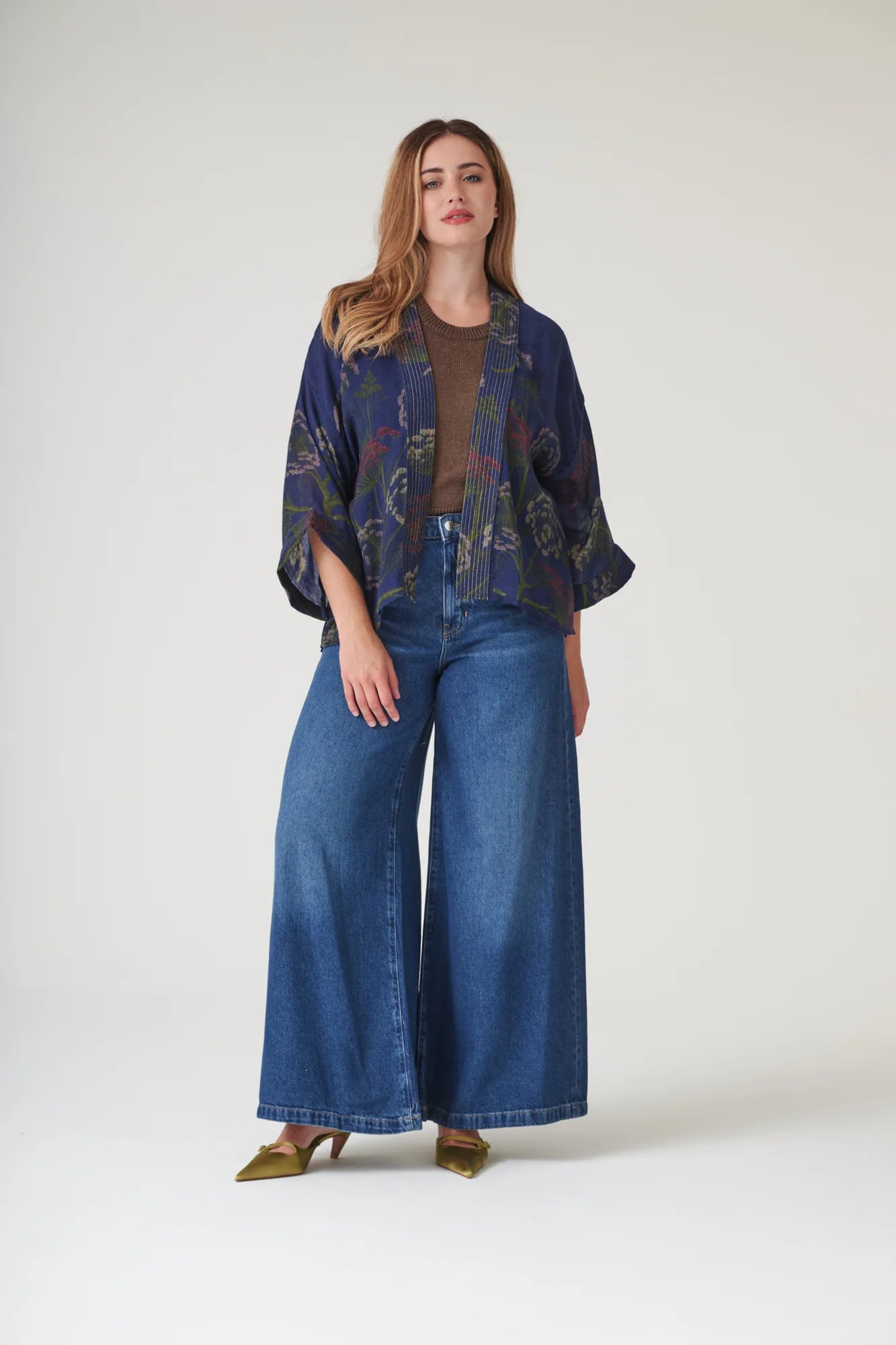 One Hundred Stars - Parsley Seed Navy Wool Kimono
