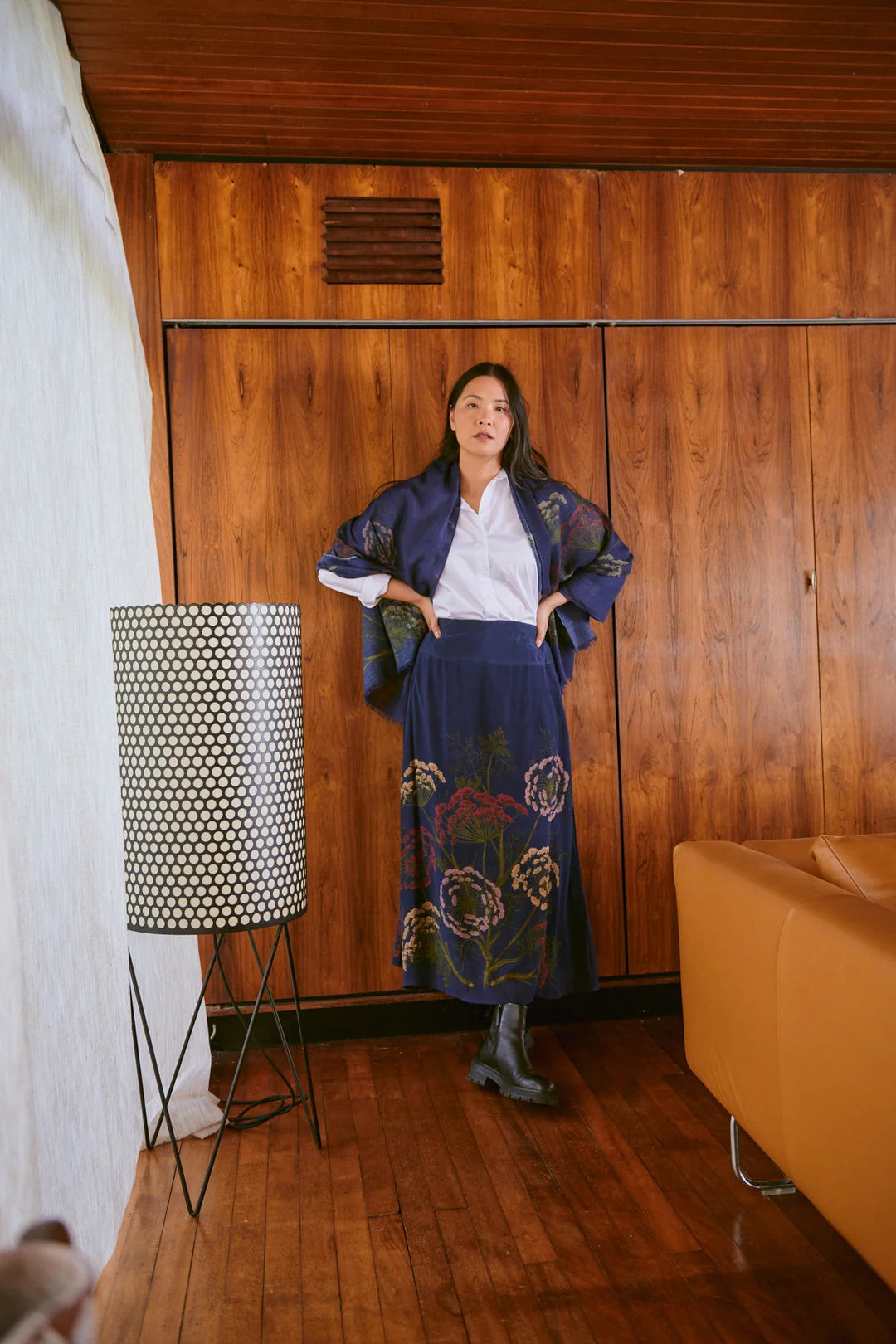 One Hundred Stars - Parsley Seed Wool Scarf - Navy