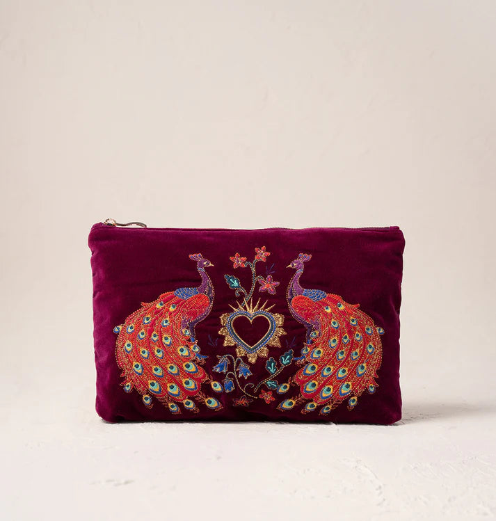 Peacock Floral Everyday Pouch - Ruby