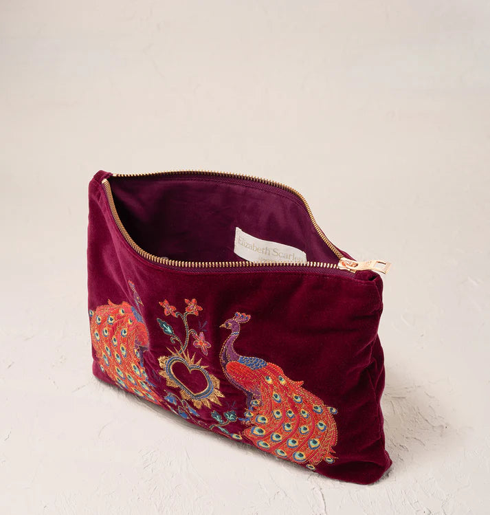 Peacock Floral Everyday Pouch - Ruby