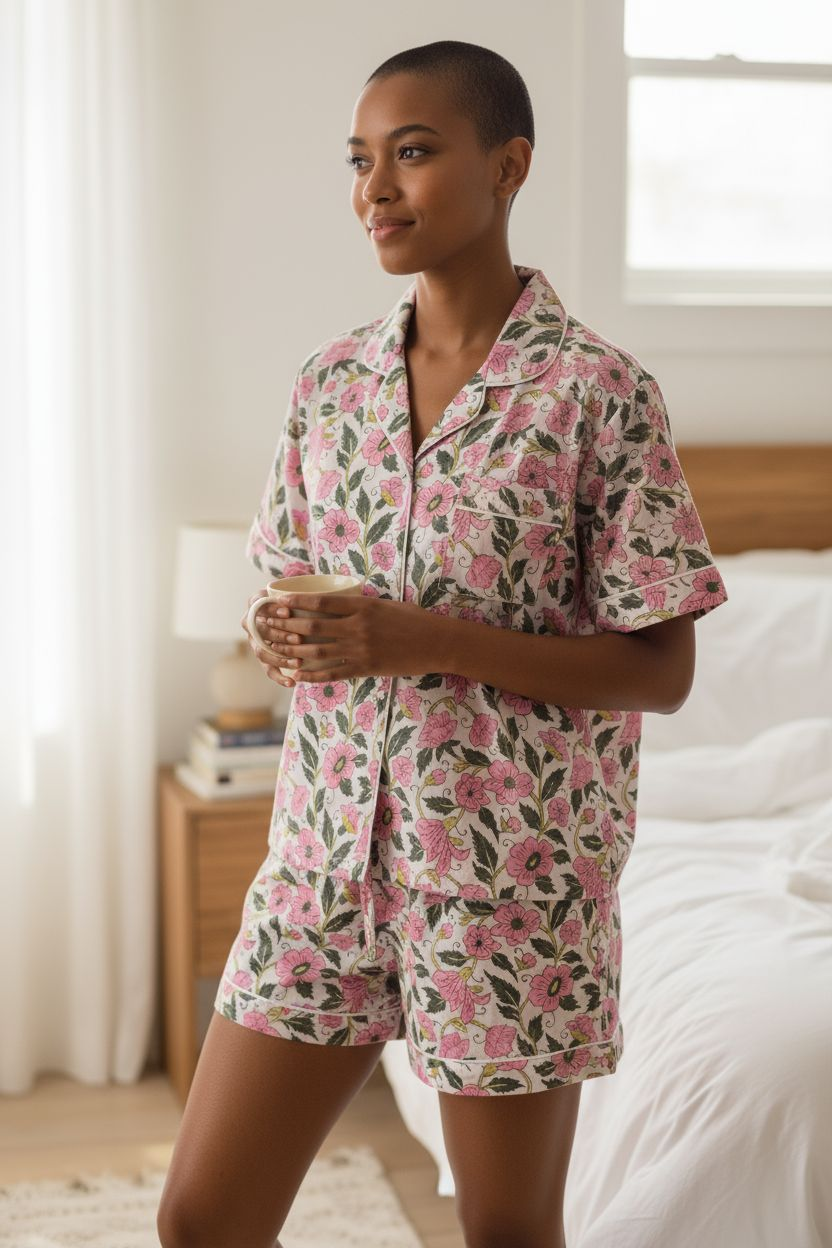 MOOCH London - Pink Floral Shortie Pyjama Set