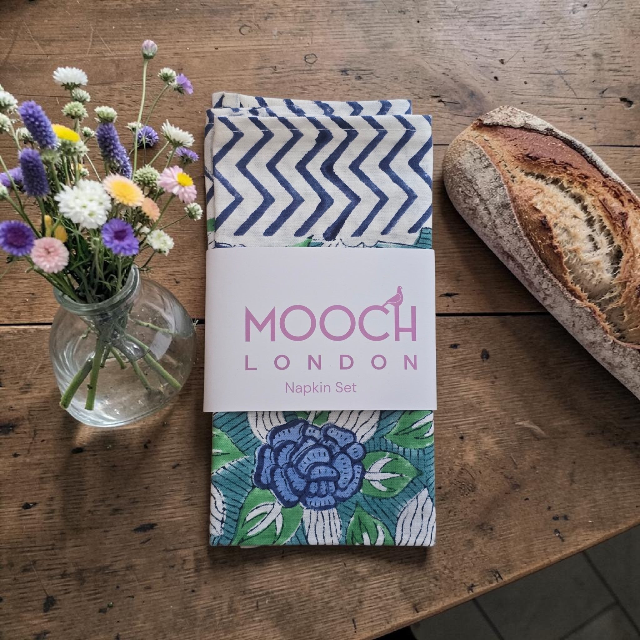 MOOCH London - Cotton Block Print Napkin Set of 2