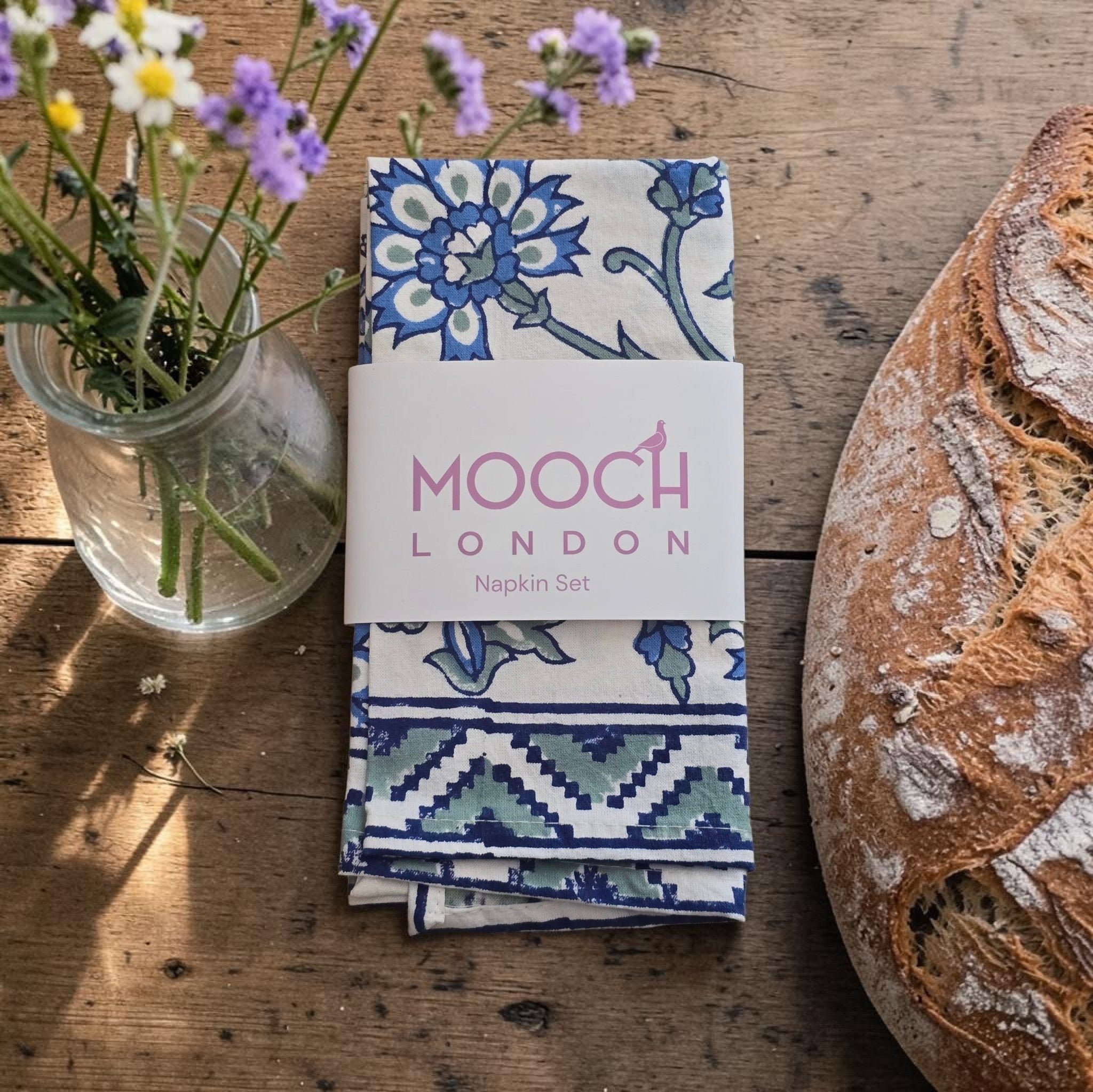 MOOCH London - Cotton Block Print Napkin Set of 2