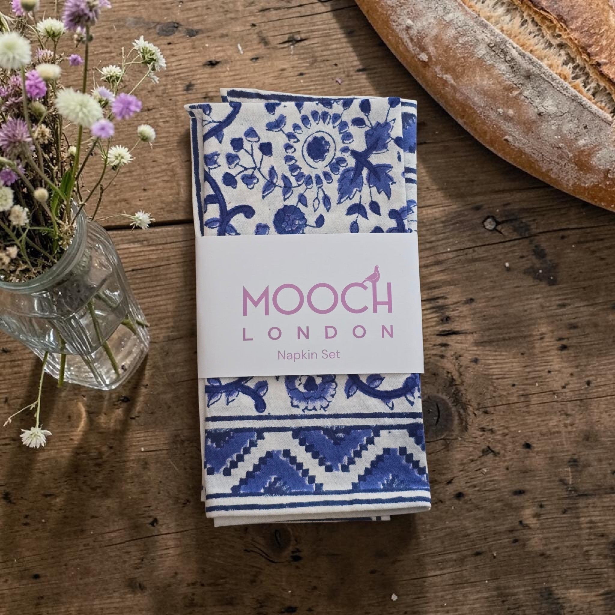 MOOCH London - Cotton Block Print Napkin Set of 2