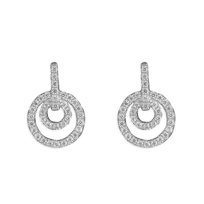 Micro-set Cubic Zirconia Circles Drop Earring - Si