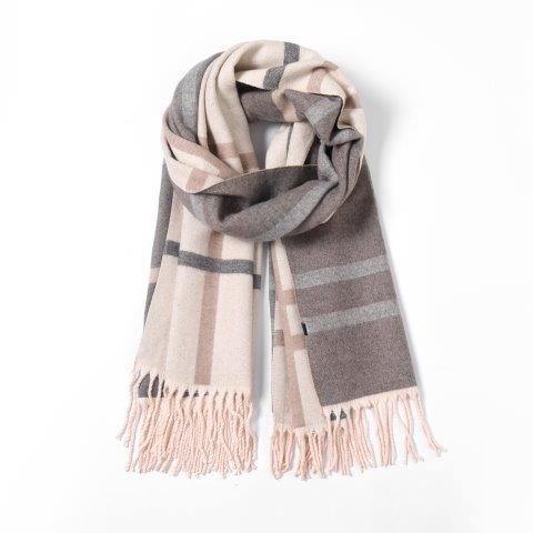 Reversible Check Scarf - Cream