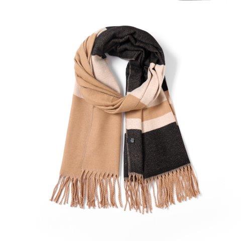 Reversible Stripe Scarf - Camel