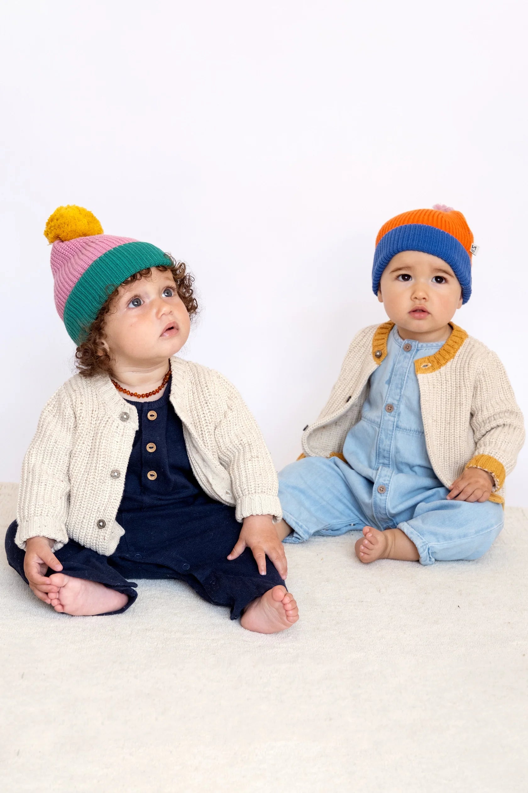 Baby Bobble Hat: Orange & Blue