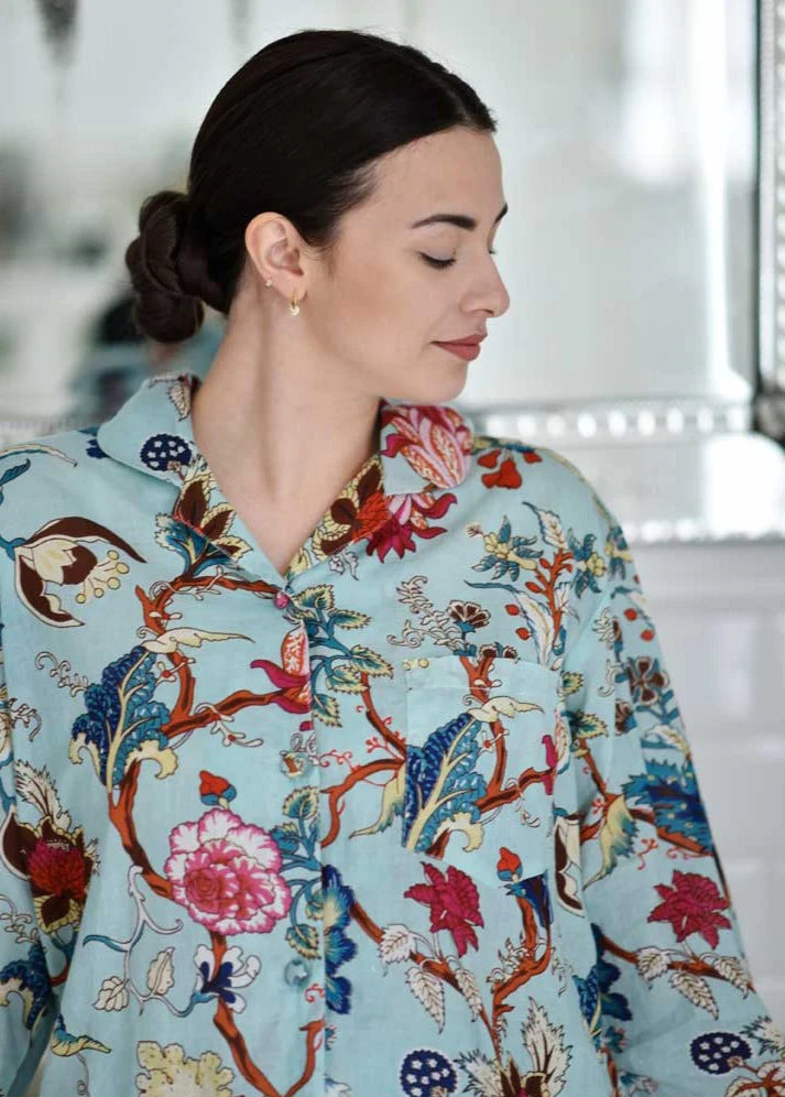 Blue Exotic Flower Pyjamas