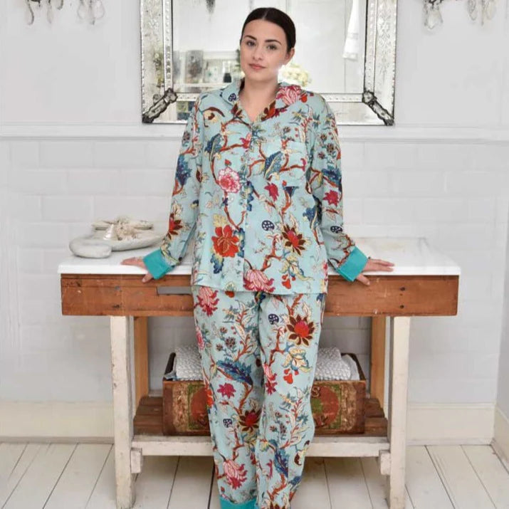 Blue Exotic Flower Pyjamas