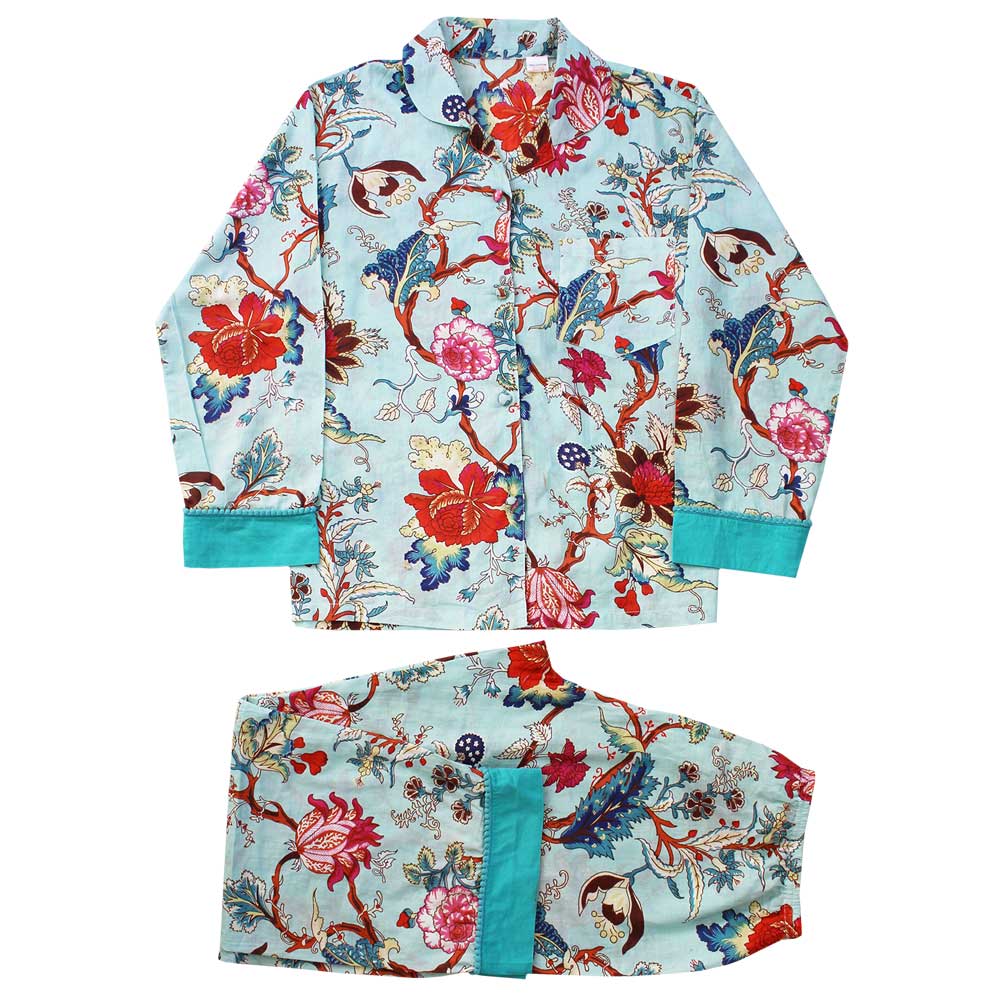 Blue Exotic Flower Pyjamas