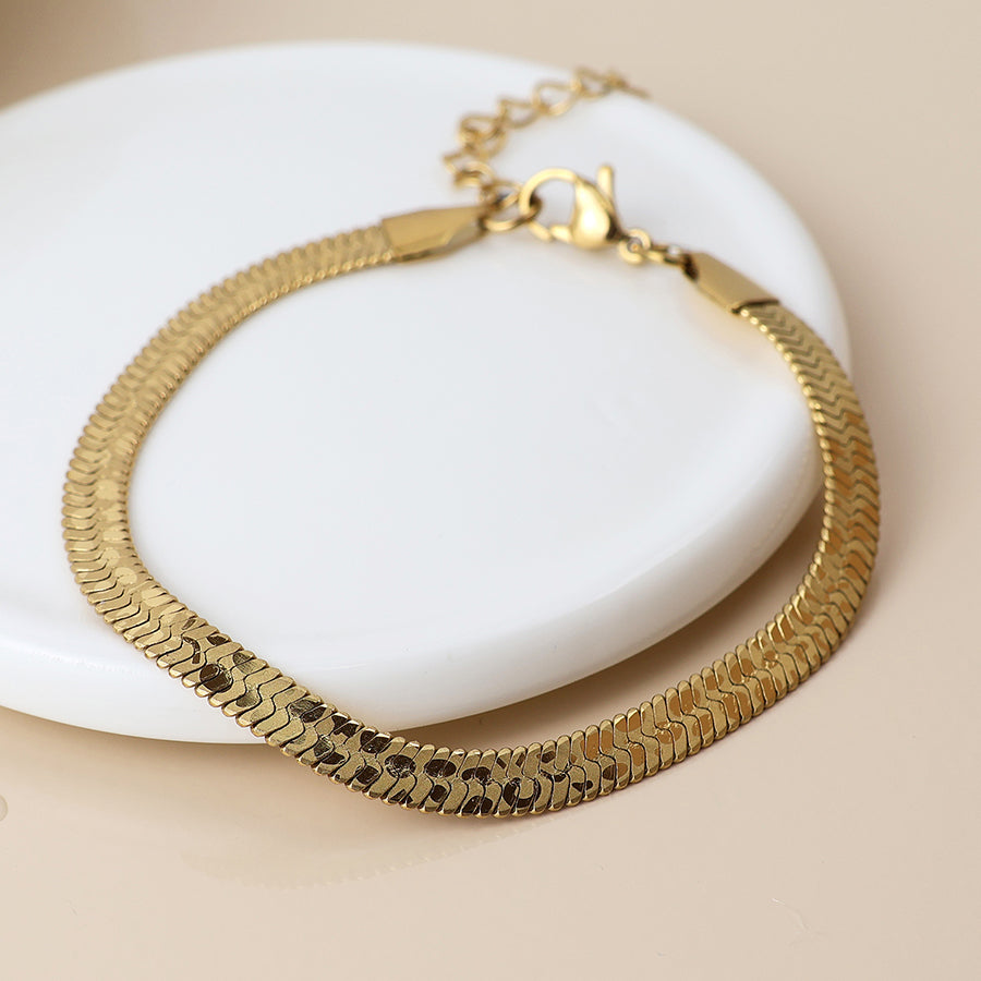 Waterproof gold plated animal print liquid chain bracelet