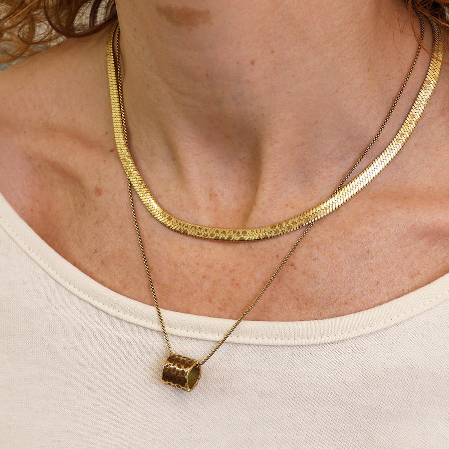 Waterproof gold plated animal print liquid chain necklace
