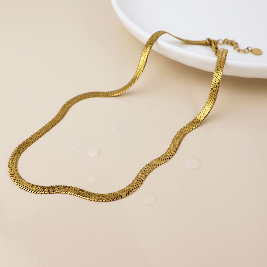 Waterproof gold plated animal print liquid chain necklace