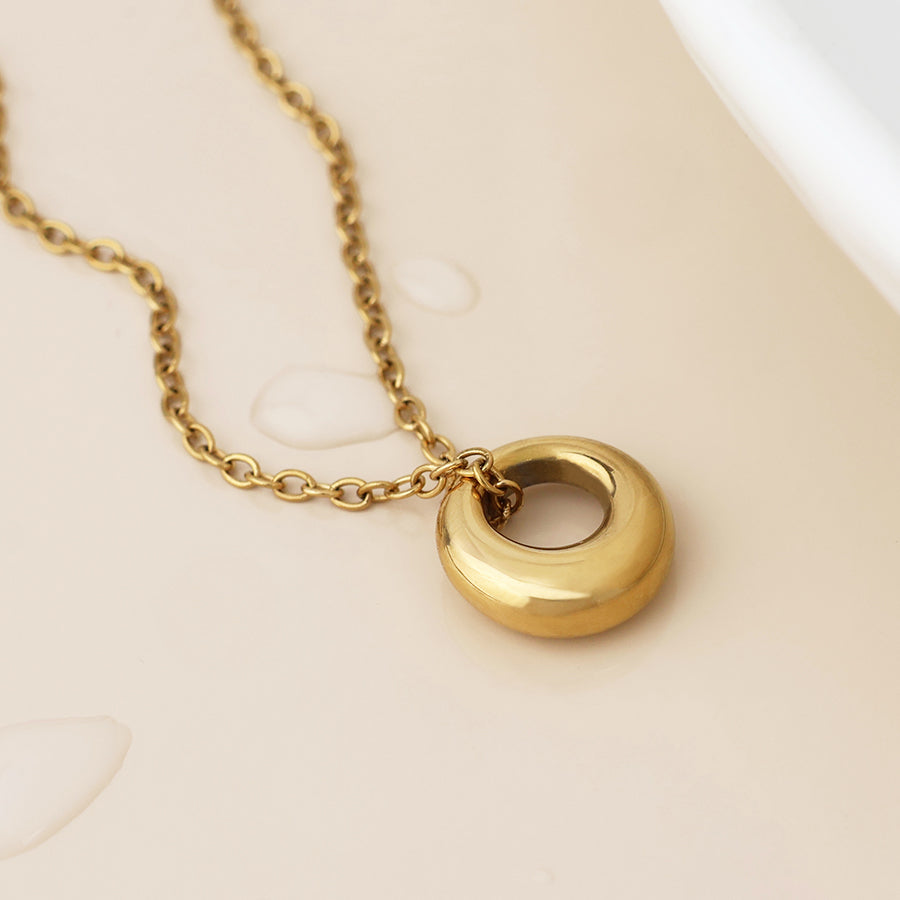 Waterproof Gold Plated Smooth Hoop Necklace