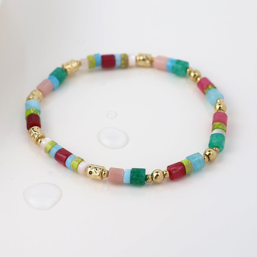 Waterproof gold plated and mixed stone bracelet