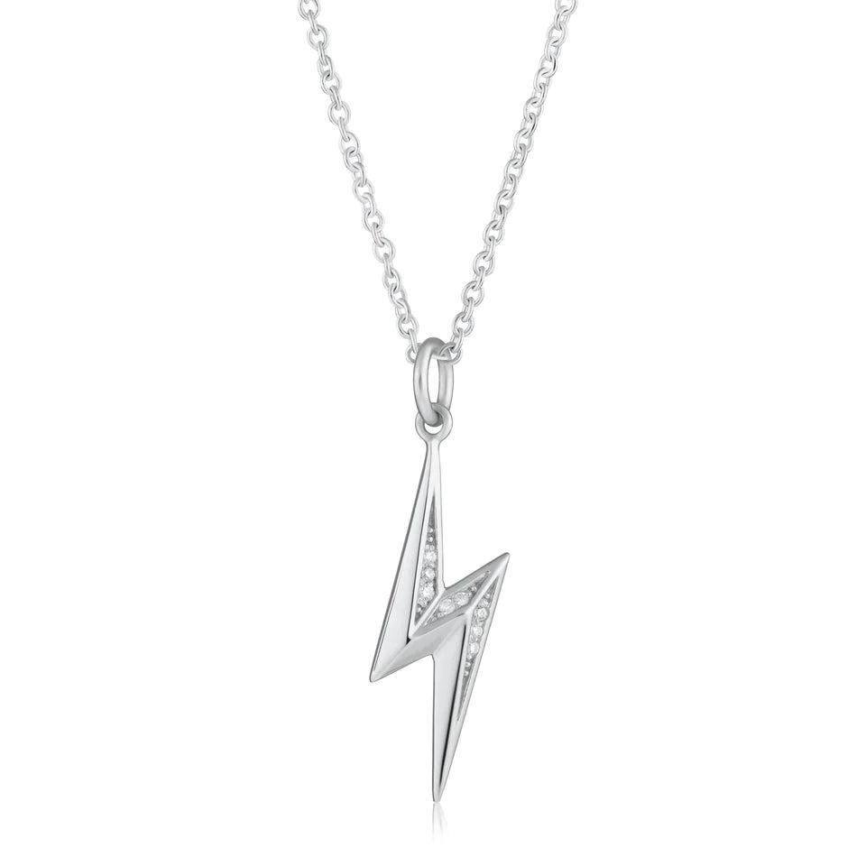 Sparkling Lightning Bolt Necklace - SS