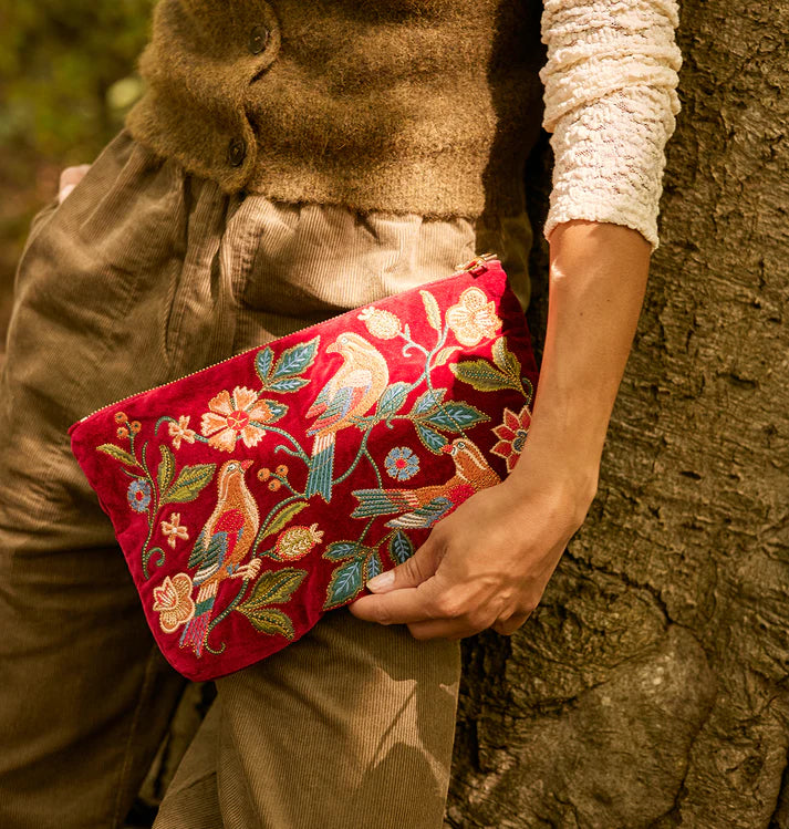 Botanical Birds Everyday Pouch - Rouge