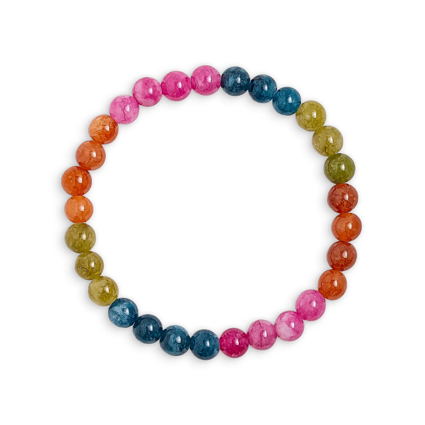 Multi Mixed Jade Stone Round Beaded Bracelet