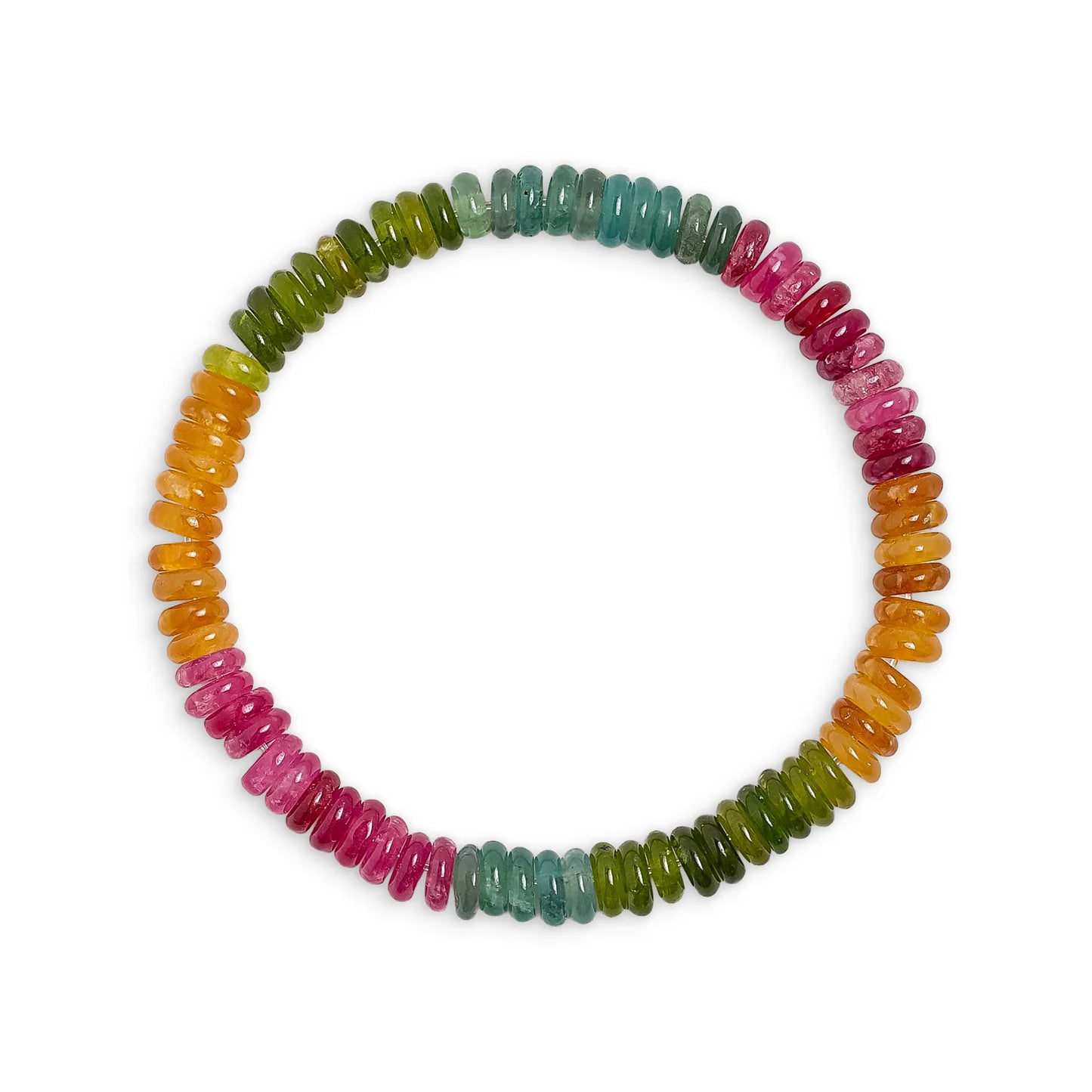 Multi Mixed Jade Stone Flat Beaded Bracelet