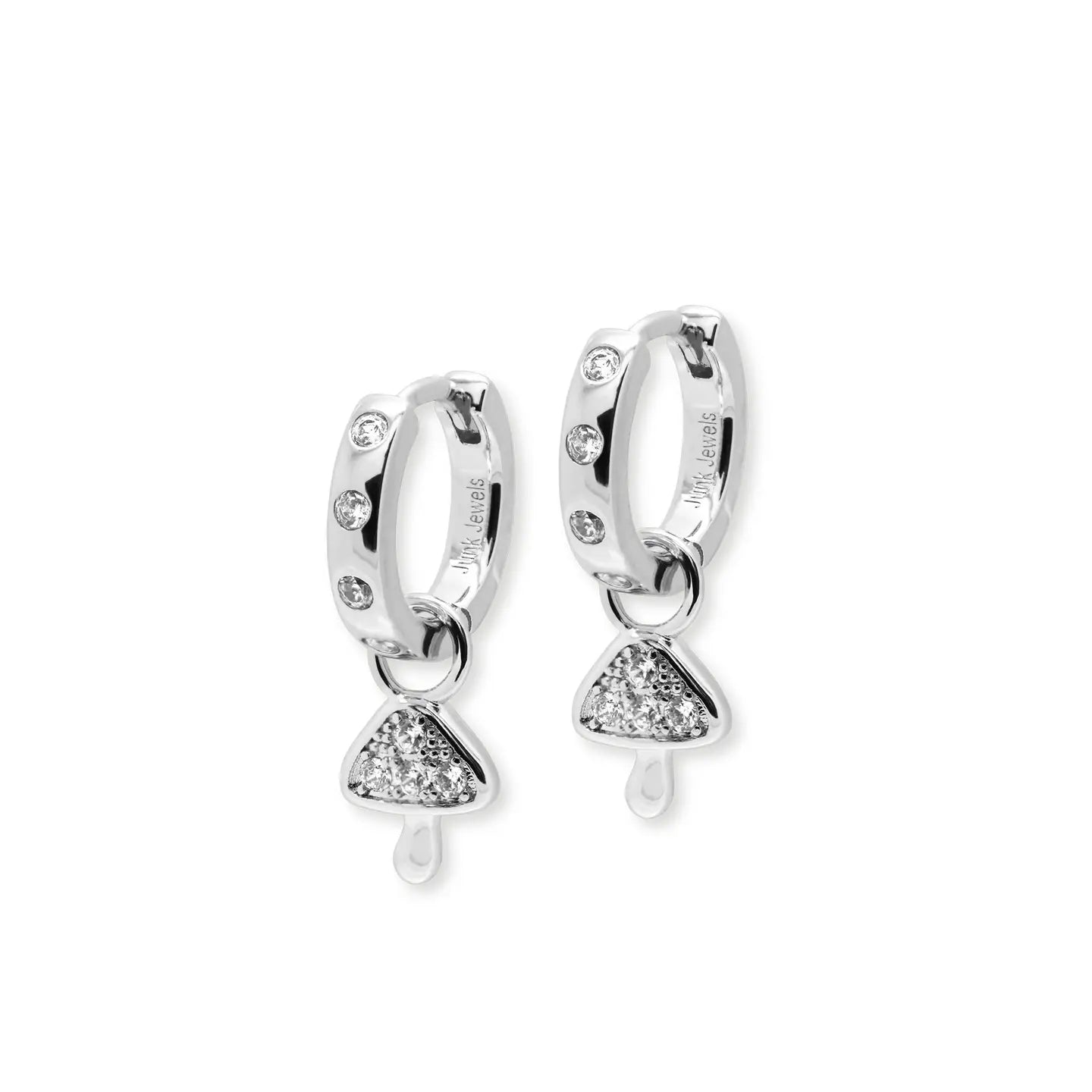 Mini Mushie Charm Hoop Earrings - Silver