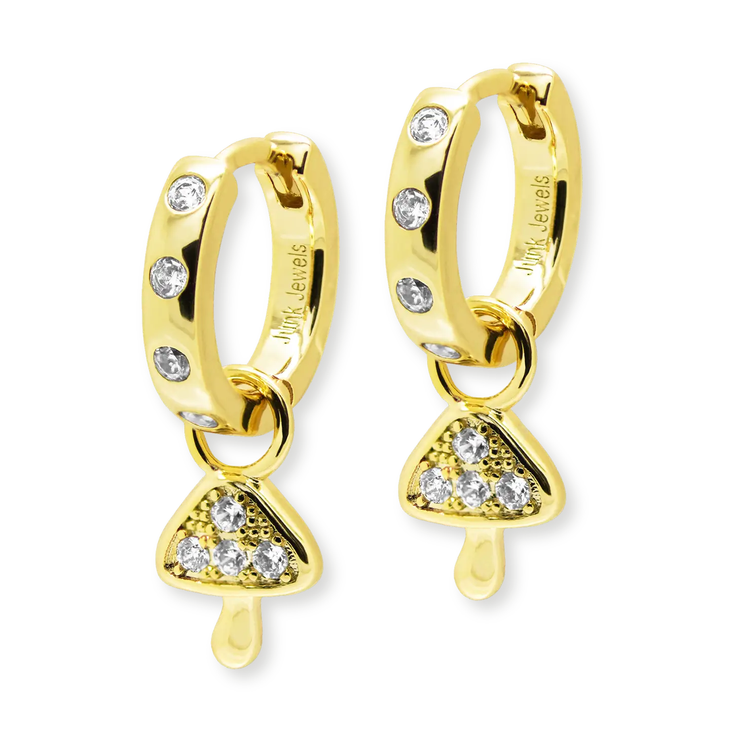 Mini Mushie Charm Hoop Earrings - Gold